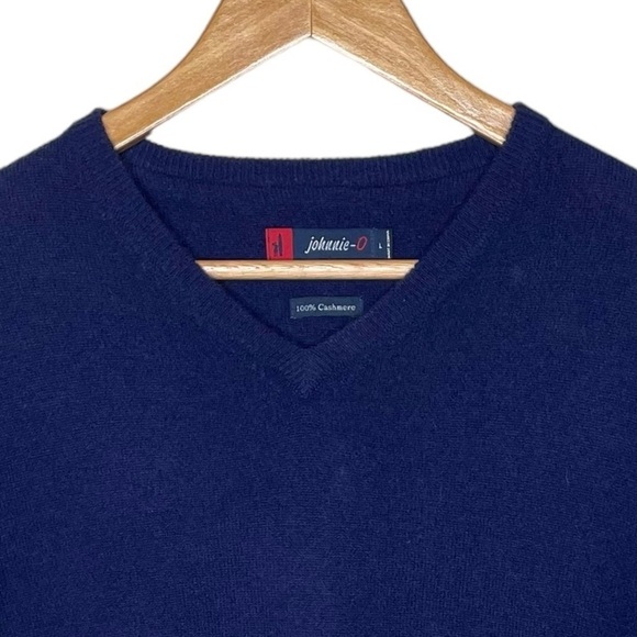 johnnie-O Men’s Ringer 100% Cashmere Lightweight Knit Sweater Navy Large - Picture 4 of 11